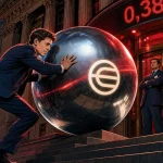 Sphère chromée Worldcoin poussée vers le Nasdaq pour le dépôt de l'ETF WLD