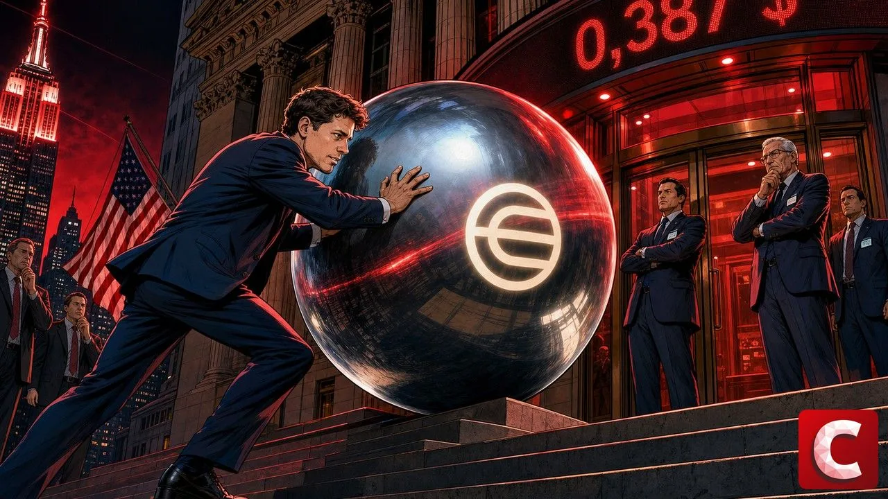 Sphère chromée Worldcoin poussée vers le Nasdaq pour le dépôt de l'ETF WLD
