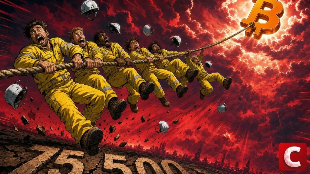 Bitcoin hits a new high while workers are torn off the ground by a rope