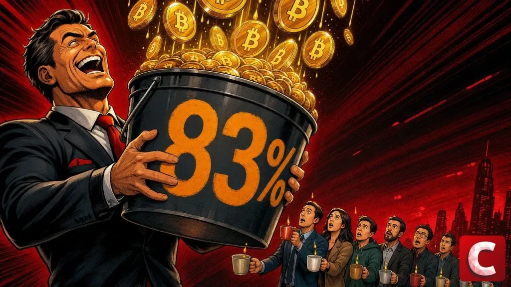 ETF Bitcoin : un seau géant marqué 83 % capte une cascade de pièces dorées