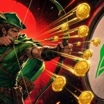 Robinhood Chain illustrée par un archer décochant des jetons d'actions tokenisées dorés