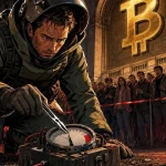 Bitcoin repasse un seuil illustré par un démineur figé devant un compteur bloqué avant le rouge
