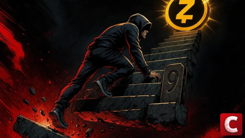 Écran de cotation de l'ETF Zcash affichant ZEC au neuvième rang des capitalisations