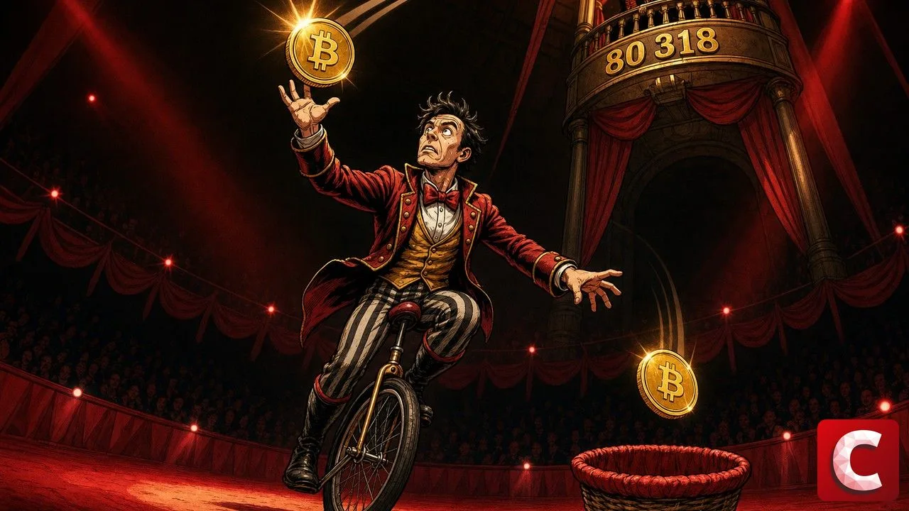 MicroStrategy en jongleur lâchant une pièce Bitcoin et en rattrapant une autre plus haut