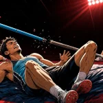 XRP retombe sur le tapis d'un perchiste après la chute de la barre