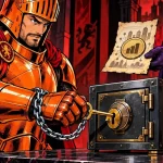 Ledger and Kraken armor a knight locking a vault with a tethered key