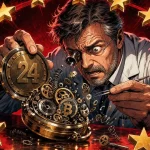 Wallet flaw scene showing a watchmaker ringed by golden European stars