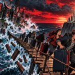 Layer 2 qui ferme : des voyageurs quittent une île qui sombre par un pont Ethereum